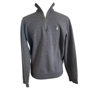 Polo Ralph Lauren Pull Over Sweatshirt Charcoal Grey 1/4 Zip Logo Men’s Small